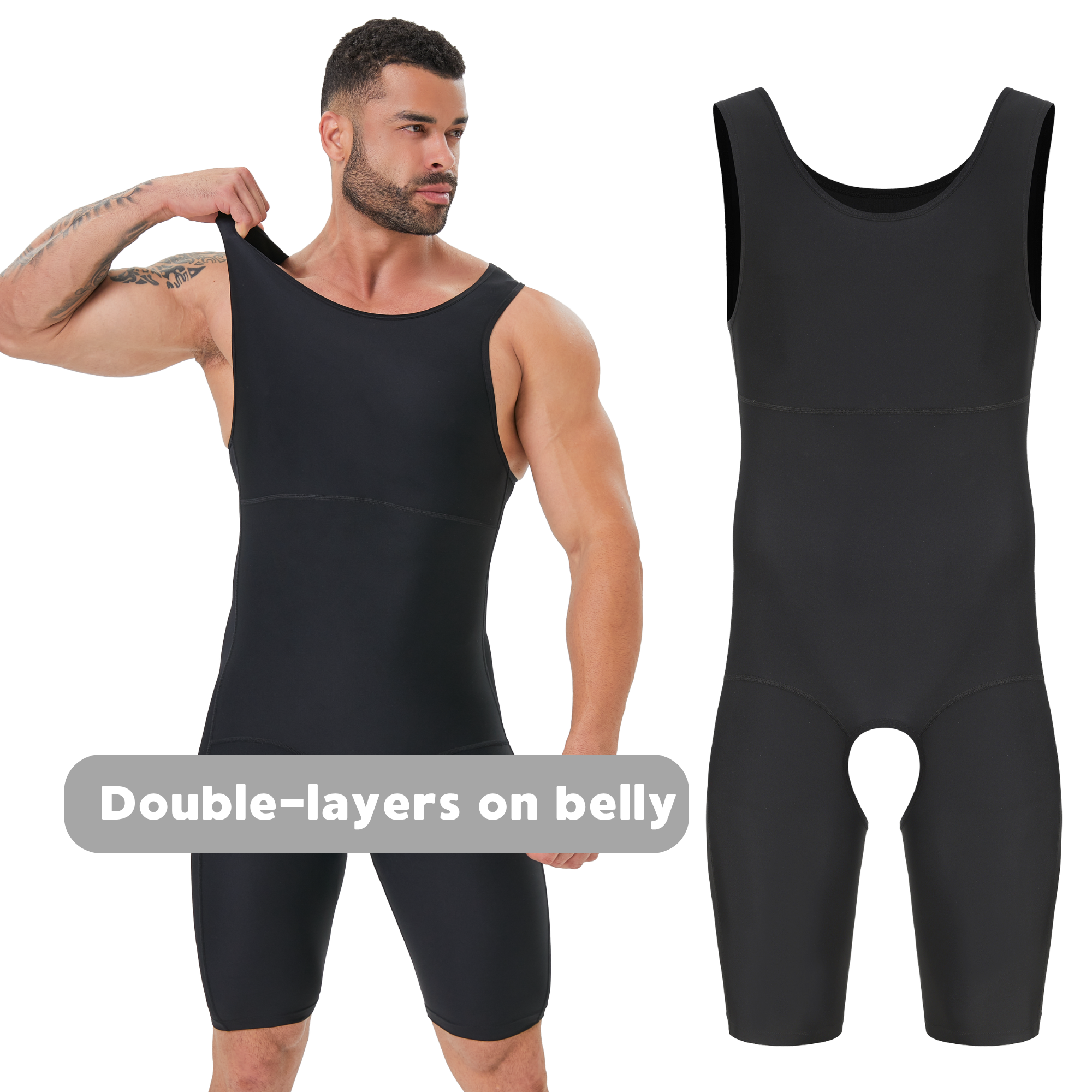Men's Double Layer Tummy Contr – обзор и цена Shapewear Bodysuit Firm