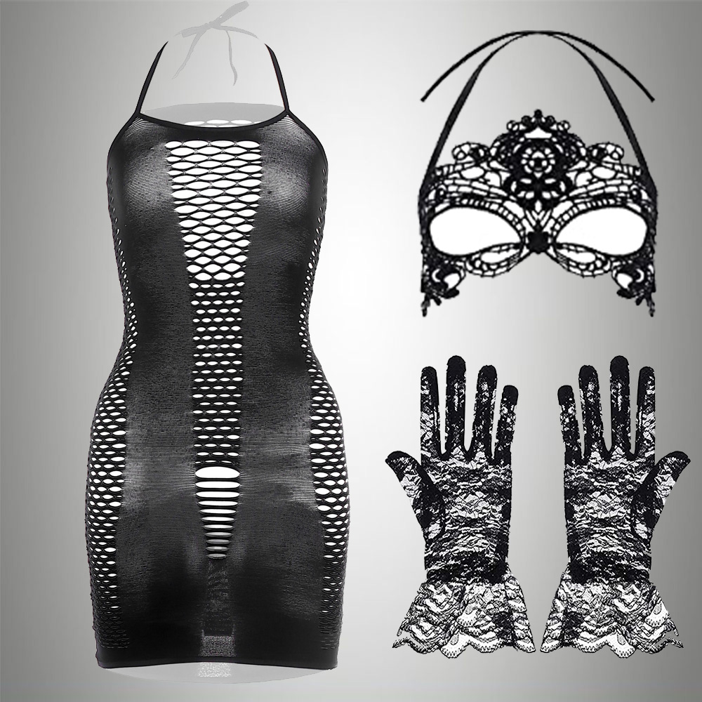 3 IN 1 Set Exotic Dress+Mesh J – обзор и цена Bodystocking Fishnet