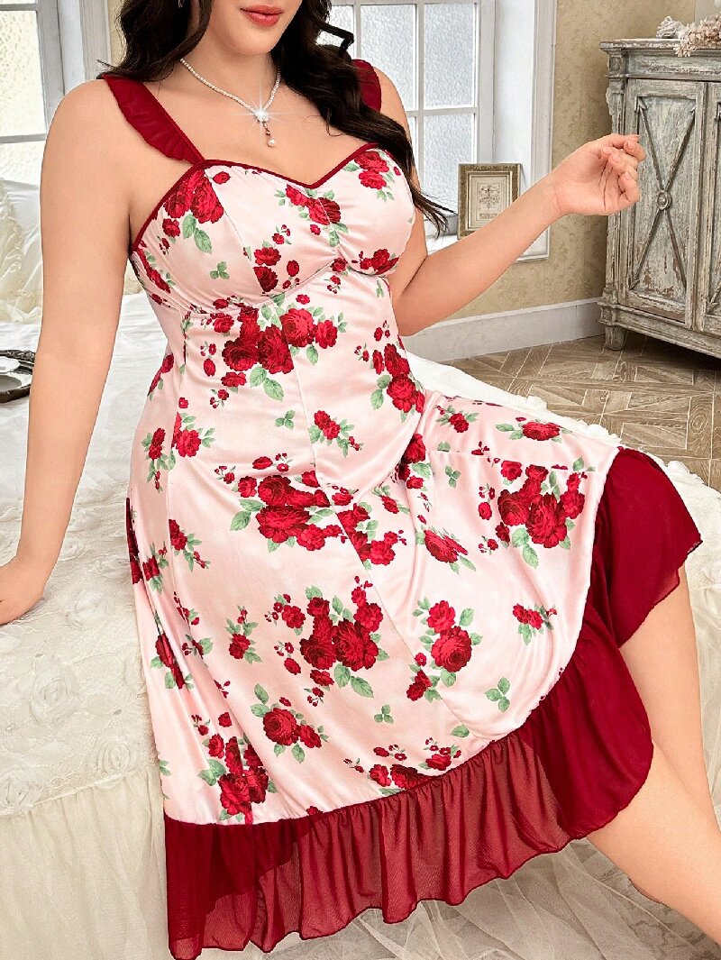 Plus Size Women's Floral Print – обзор и цена Cami Top Lace