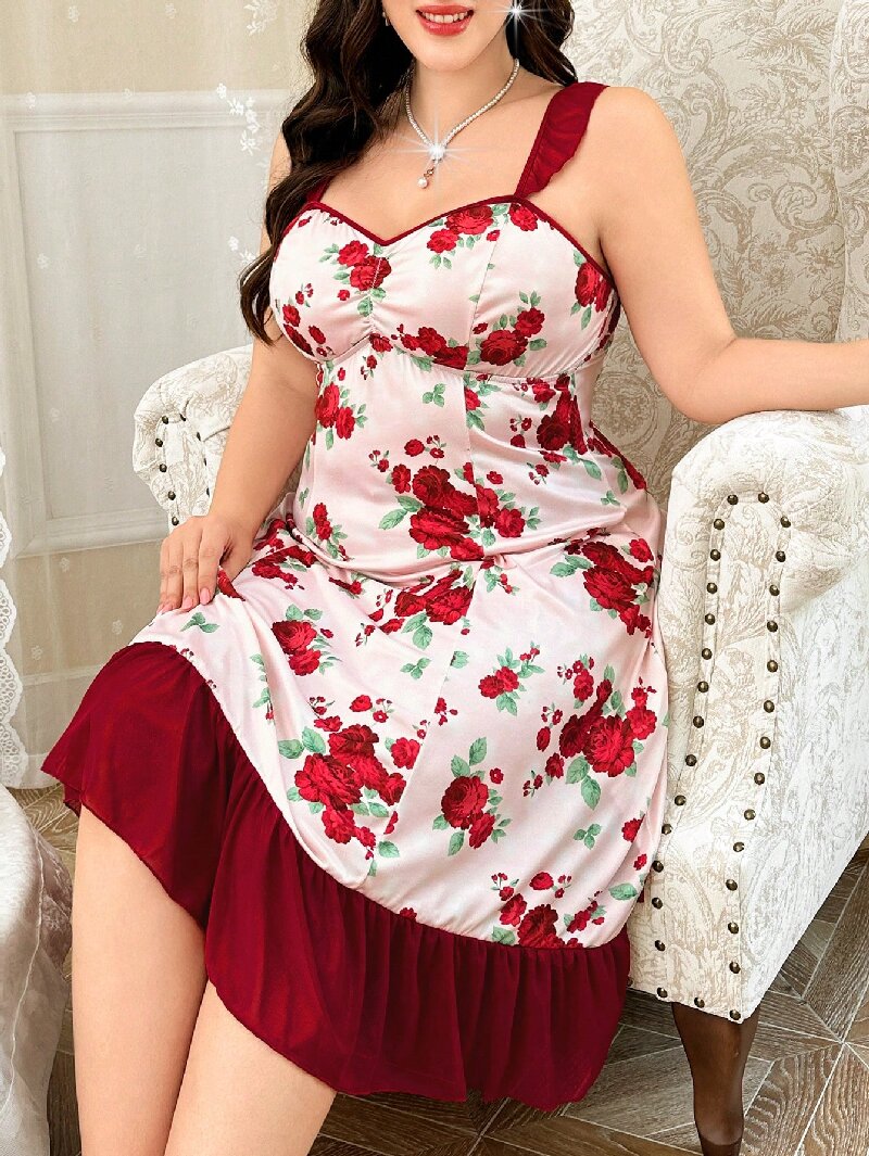 Plus Size Women's Floral Print – обзор и цена Cami Top Lace