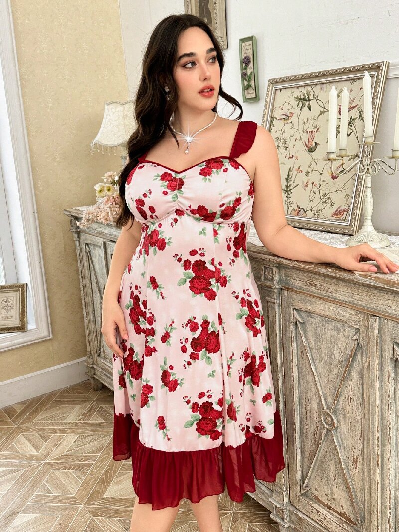 Plus Size Women's Floral Print – обзор и цена Cami Top Lace