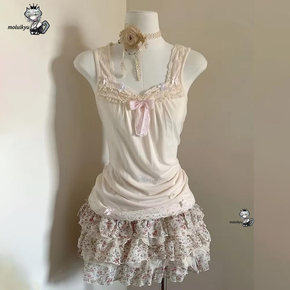 Women Y2K 2Pcs Outfit Set Lace – обзор и цена Cami Top Lace
