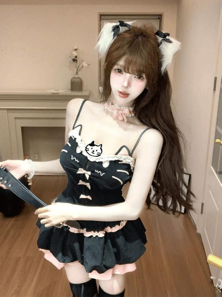 Summer Kawaii Cute Cartoon Cat – обзор и цена Cami Top Lace