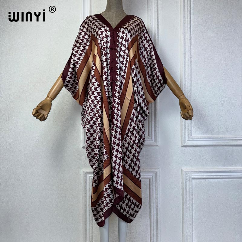 WINYI Summer african V-neck dr – обзор и цена Robe Silk Women