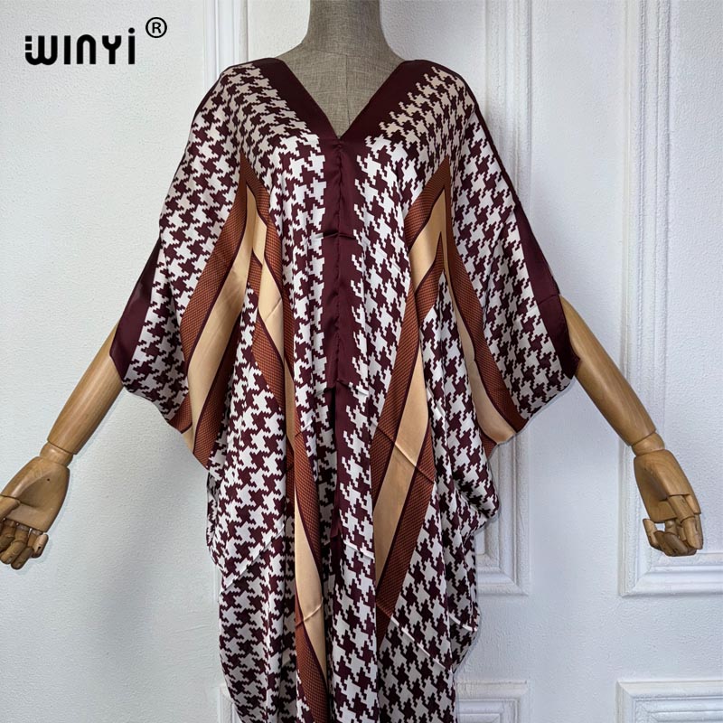 WINYI Summer african V-neck dr – обзор и цена Robe Silk Women