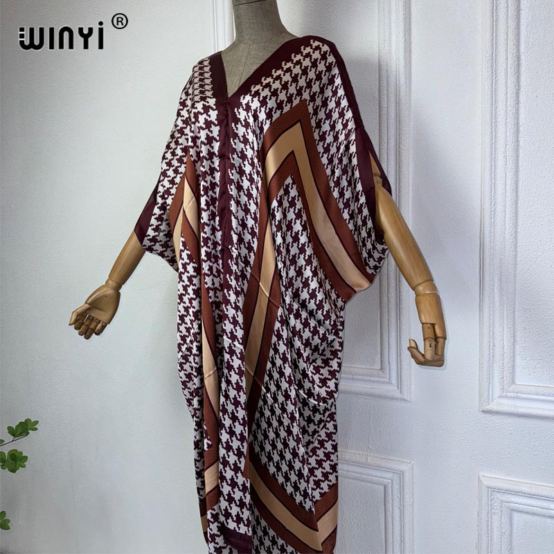 WINYI Summer african V-neck dr – обзор и цена Robe Silk Women